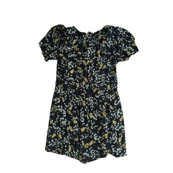 FREE PEOPLE Floral Black Yellow Cutout Romper Size 2 - Picture 2 of 8